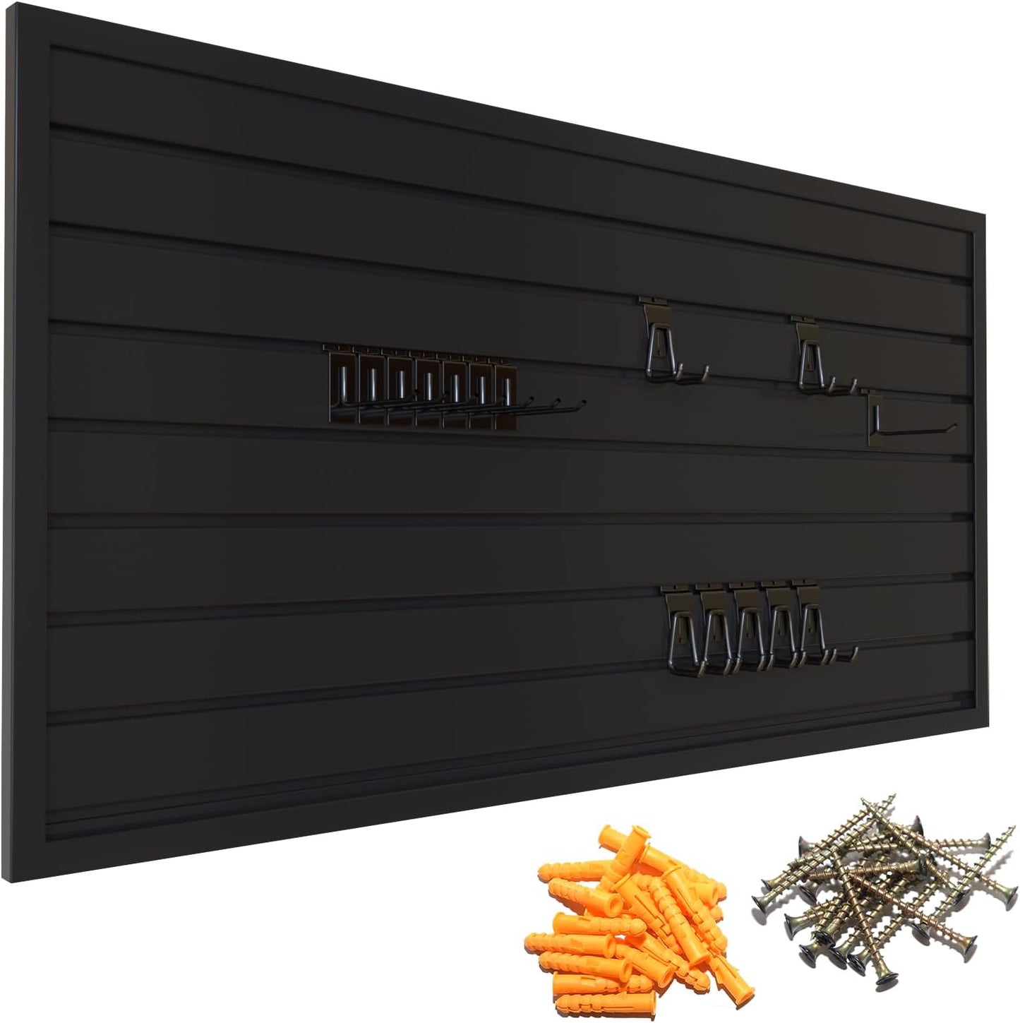Yuzzy Slat Wall Paneling 2 x 4ft, Garage Slatwall Panel Wall Storage Systems, Heavy Duty PVC Garage Wall Organization (Black)