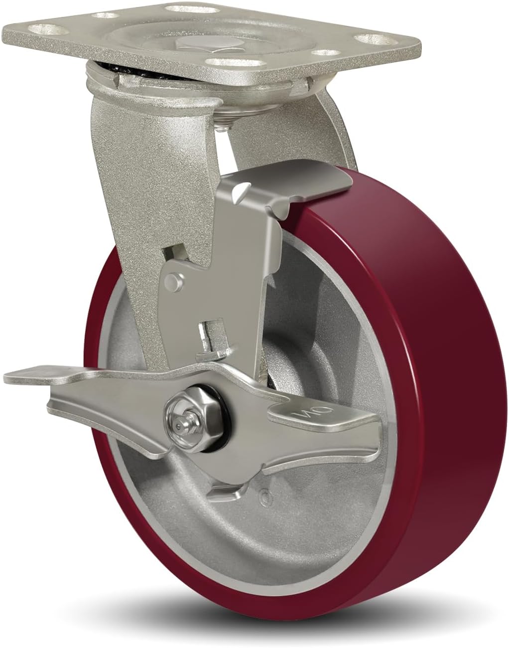 SY America 6" X 2" Casters Wheels,Heavy Duty Industrial Casters，Polyurethane on Aluminum Wheels,1 Swivel w/Top Lock Brake Casters,1300 LBS Load Capacity