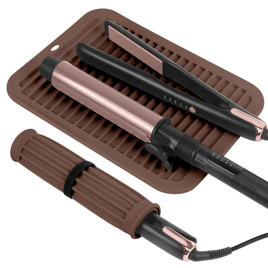 Large Silicone Heat Resistant Mat, Professional Hot Hair Tools Mat for Curling Iron, Flat Iron, Hair Straightener, Portable Hot Pad Cover with Velcro for Travel Home Salon(11.8" x 9.0")