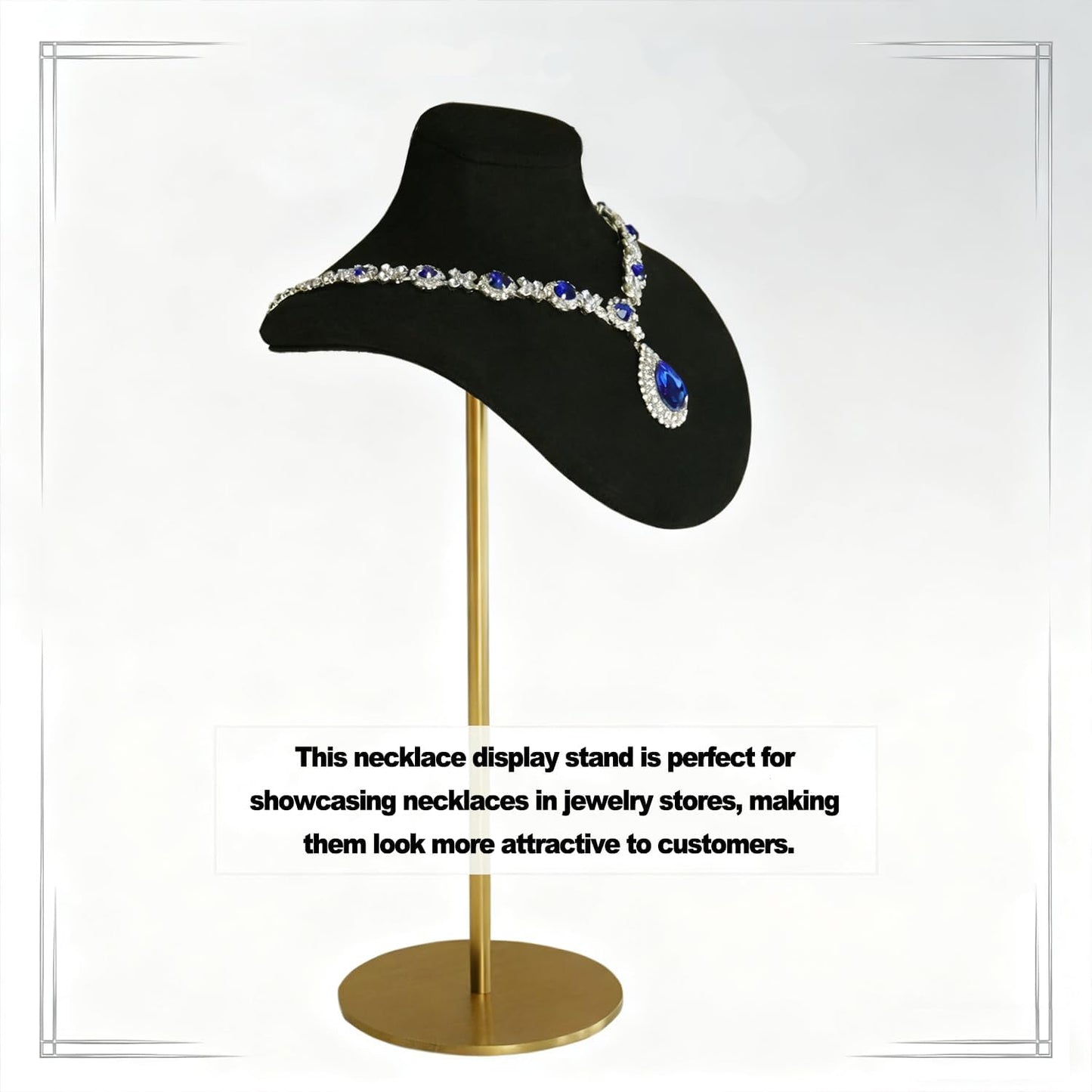 Necklace Display Stand For Selling Velvet Chain Jewelry Bust Holder Organizer With Stainless Steel Stand Jewelry Display