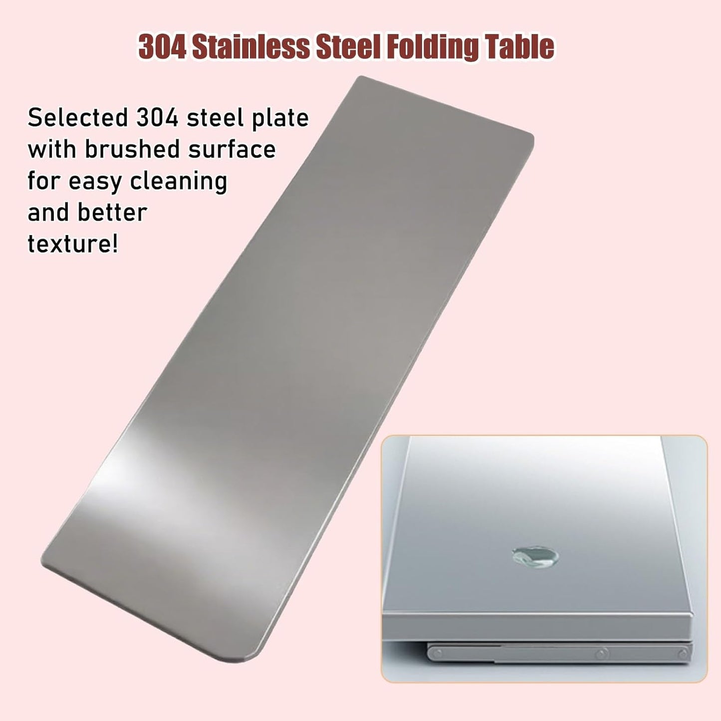 304 Stainless Steel Folding Wall Shelf Wall Mount Kitchen Storage Shelves Rounded Corners Food-Grade Folding Table Thickened Bracket for Laundry Room Garage Restaurant.(50x35cm/19.7x13.8in)