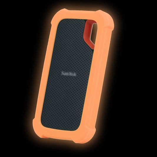 LEFXMOPHY Case Cover Replacement for SanDisk Extreme Portable External SSD, Orange E61 Soft Silicone Portective Skin Sleeve Glow in Dark