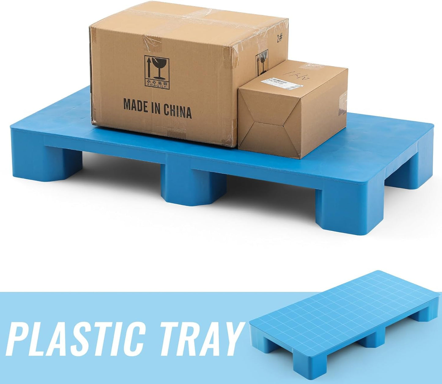 2 Pcs Plastic Pallet for Basement Storage Easy Stack Lightweight Floor Pallet Display Flooring Room Supermarket Christmas, Support up to 2000 Lbs (40'' L X 20'' W X 5.5'' H,Blue)