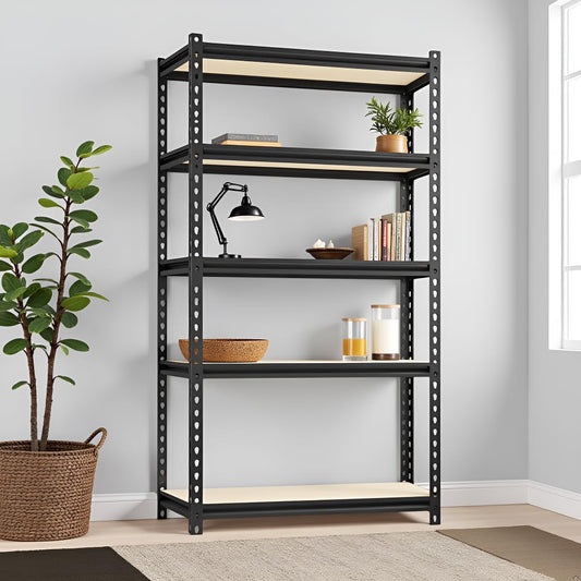 Storage Shelving Unit Heavy Duty Garage Shelves Metal Utility Rack for Kitchen Pantry Basement Pantry Warehouse Laundry Black 72" H x 36" W x 16" D 5-Tier 2000LBS
