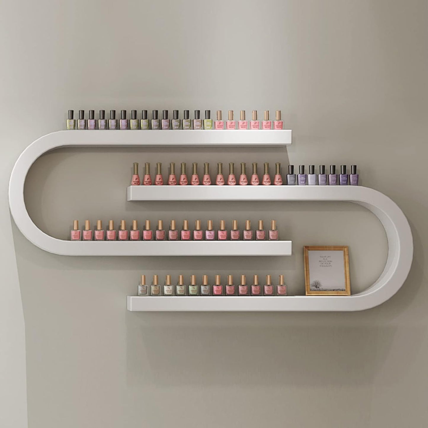 Wall Mounted Shelf Nail Polish Bottle Display Rack, U-Shaped Essential Oil Perfume Storage Rack, Multifunctional Hanging Salon/Beauty/Nail Shop Organizer Perfume Holder