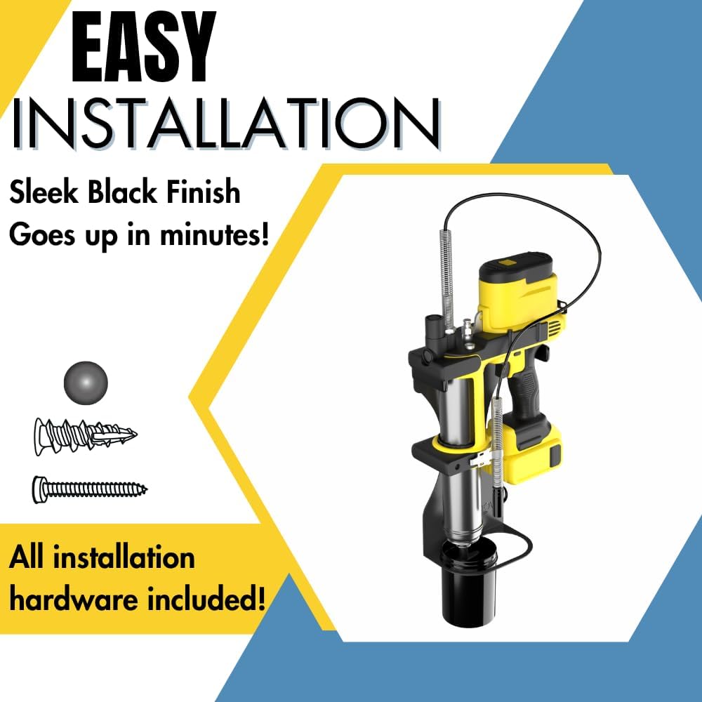 Koova Wall Mounted Grease Gun Holder for 20v Grease Guns | Durable Metal Construction | Made in USA | Includes Mounting Hardware