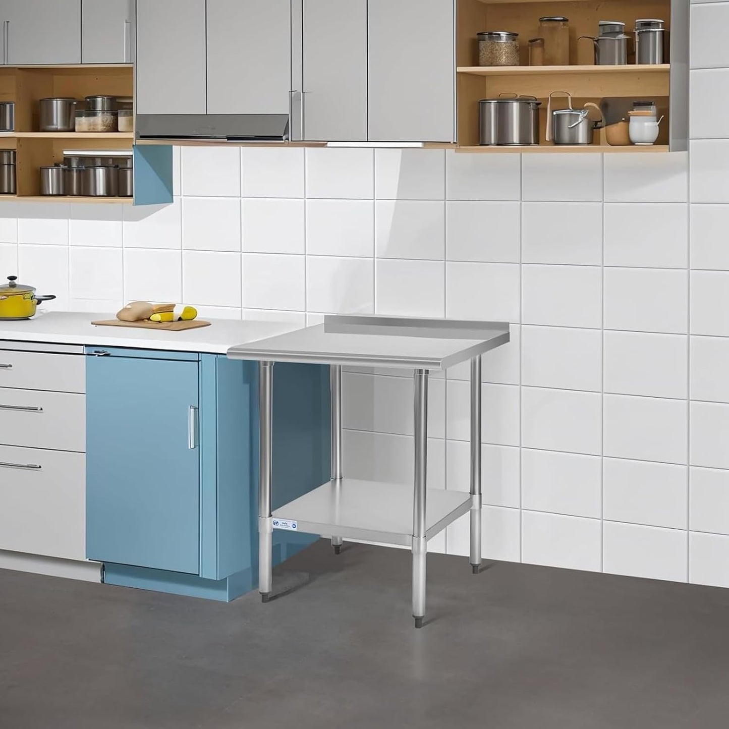 Hally Stainless Steel Table for Prep & Work 30 x 30 Inches, NSF Commercial Heavy Duty Table with Undershelf and Backsplash for Restaurant, Home and Hotel