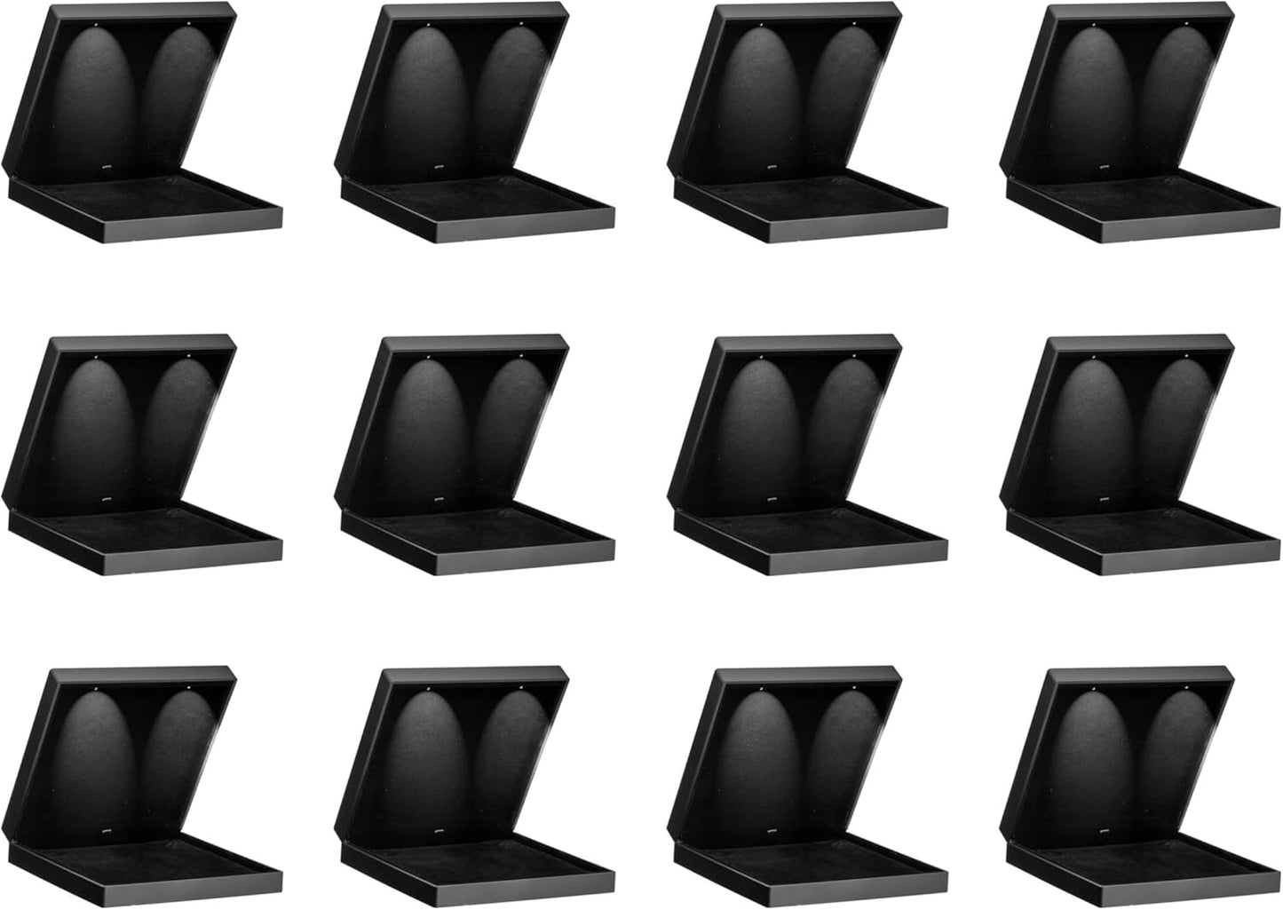 Allure - Bulk Case Of 12 - Large Necklace Box With LED Light, Square Shaped, Elegant Diamond Necklace Case, For Unique Proposal Or Wedding, Luxury Black Velvet Interior Jewelry Display Gift Box.
