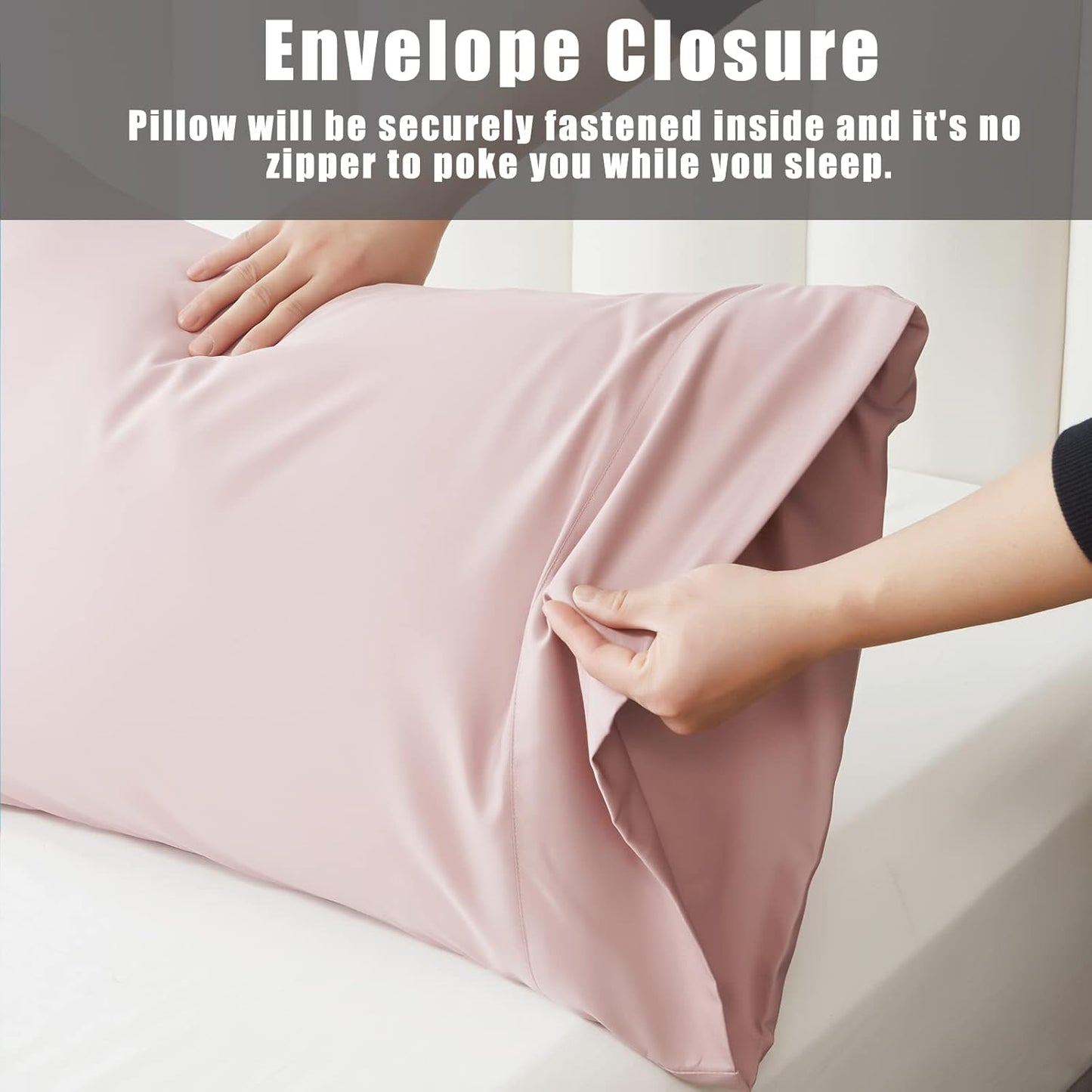 TELUS Pink Pillow Cases Queen Size 2 Pack, Bamboo Rayon Cooling Pillowcases with Envelope Closure, Cool Breathable Pillow Cover for Hot Sleepers & Night Sweats, 20x30 inch