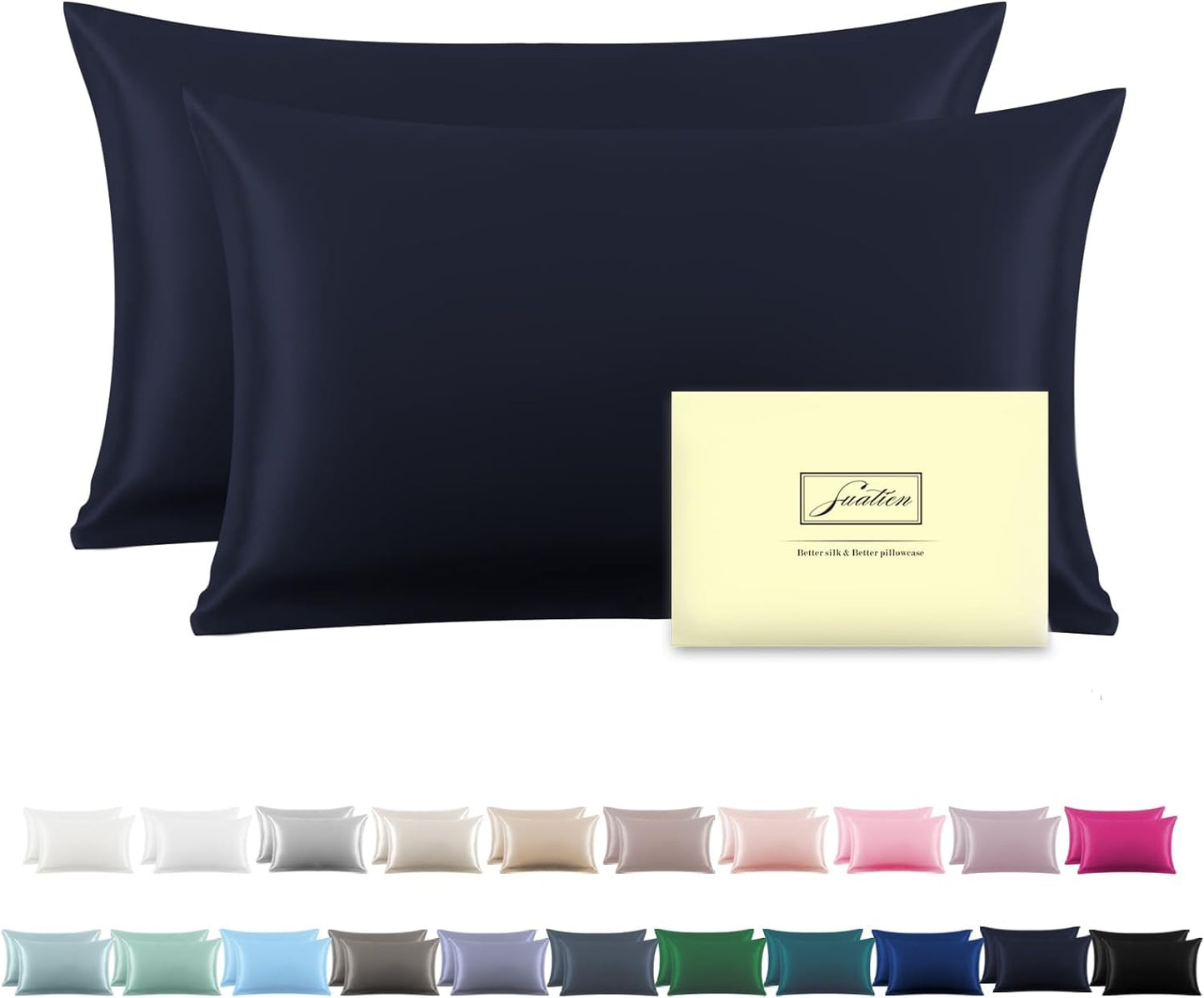 Silk Pillowcase for Hair and Skin,Soft,Breathable and Sliky 100% Silk Pillowcases King Set of 2,Both Sides Natural Mulberry Silk Pillow Cases with Hidden Zipper(King Size 20"X 36",2pcs)