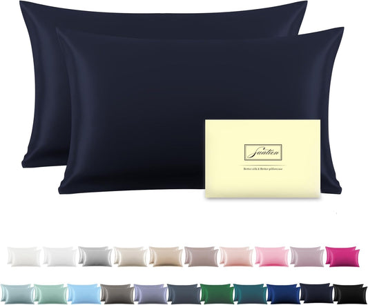 Silk Pillowcase for Hair and Skin,Soft,Breathable and Sliky 100% Silk Pillowcases King Set of 2,Both Sides Natural Mulberry Silk Pillow Cases with Hidden Zipper(King Size 20"X 36",2pcs)