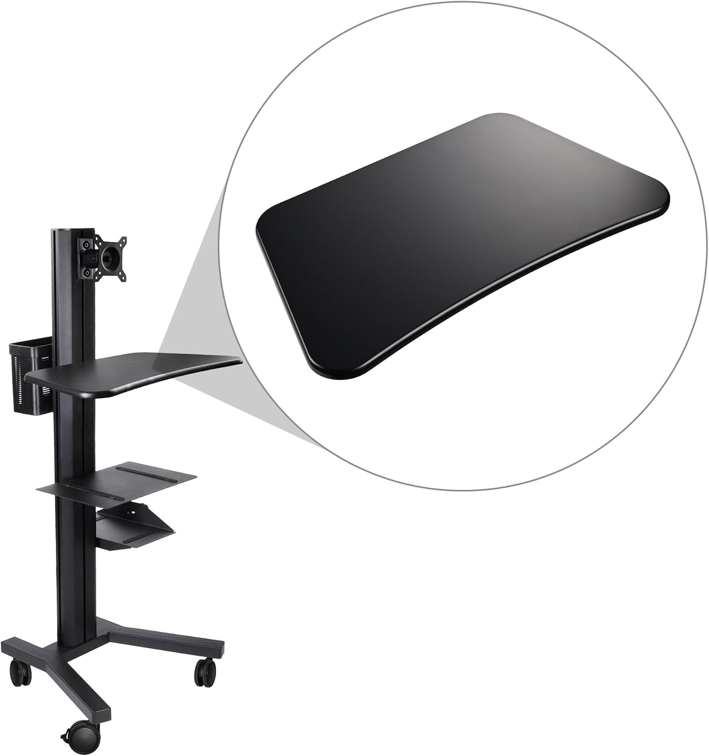 Yescom Sliding Desktop Keyboard Tray for PC Mobile Cart Medical Trolley Cart Office Black