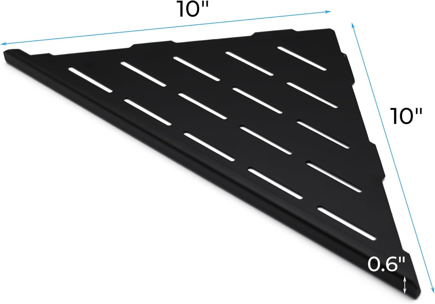 FerdY 2-Pack 10" Matte Black Recessed Corner Shower Shelf, for Tiled Bathroom Walls, 304 Stainless Steel Floating Shower Shelf, Shower Caddy Storage Shelves, No Drilling Required, Striped Triangle