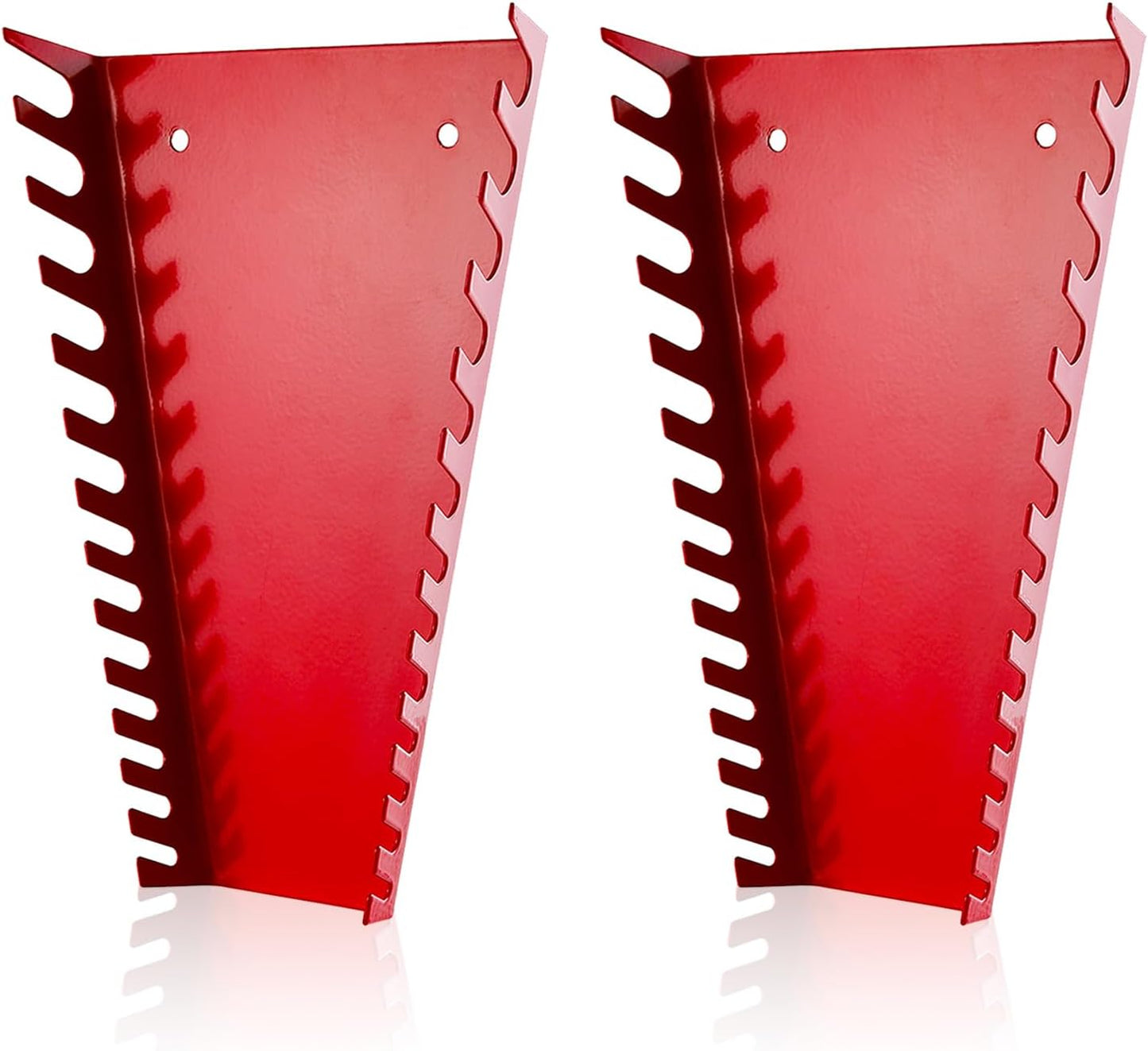 ALOANES 26-Slot Metal Wrench Organizer, Heavy Duty Wrench Organizer Tray for Tool Box, Professional Fit SAE & Metric Wrench Storage, 2 Pack Wrench Holders(Red)
