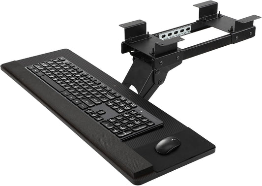 FAHKNS Keyboard Tray Under Desk，Multi-Function Keyboard Tray Adjustable with Mouse Pad & Wrist Rest，Ergonomic Large Size Keypad Tray Holder， Suitable for Office/Game/Home