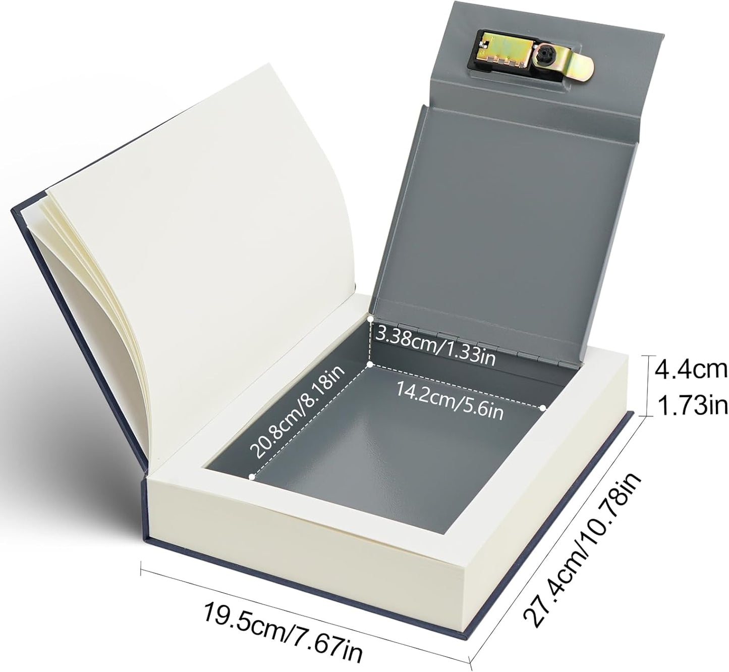 Large Decorative Book Safe with Combination Lock, 10.82"×7.67"×1.77" Hidden Storage Diversion Box for Cash, Phone, Passport, Valuables – Home Office Bookshelf, Coastal Hideaway