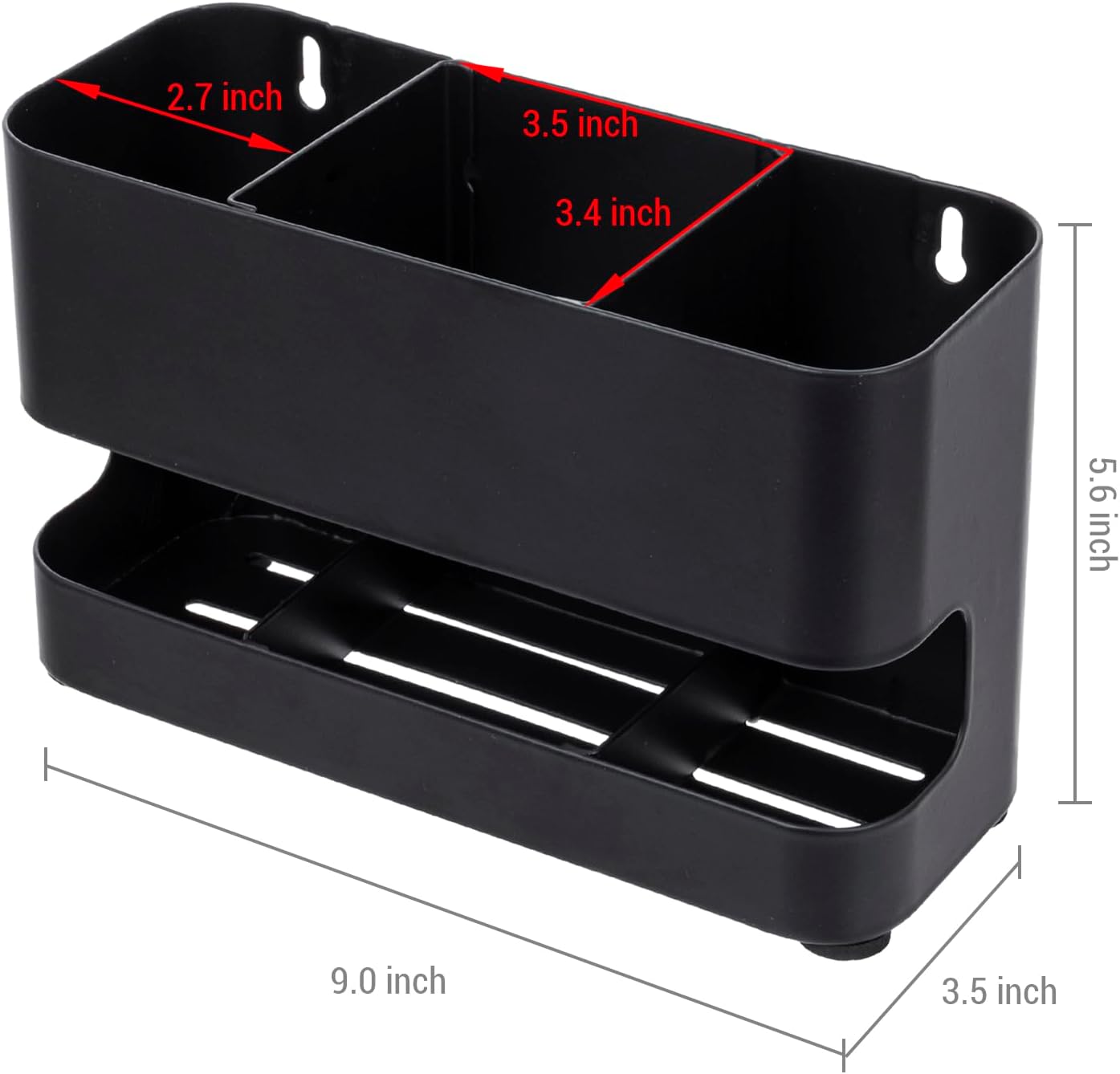 MyGift Hair Tools Organizer with 3 Slots, Black Metal Curling Iron Holder, Wall Mounted Salon Hot Tools Organizer, Blow Dryer, Straightener and Hair Brush Holder