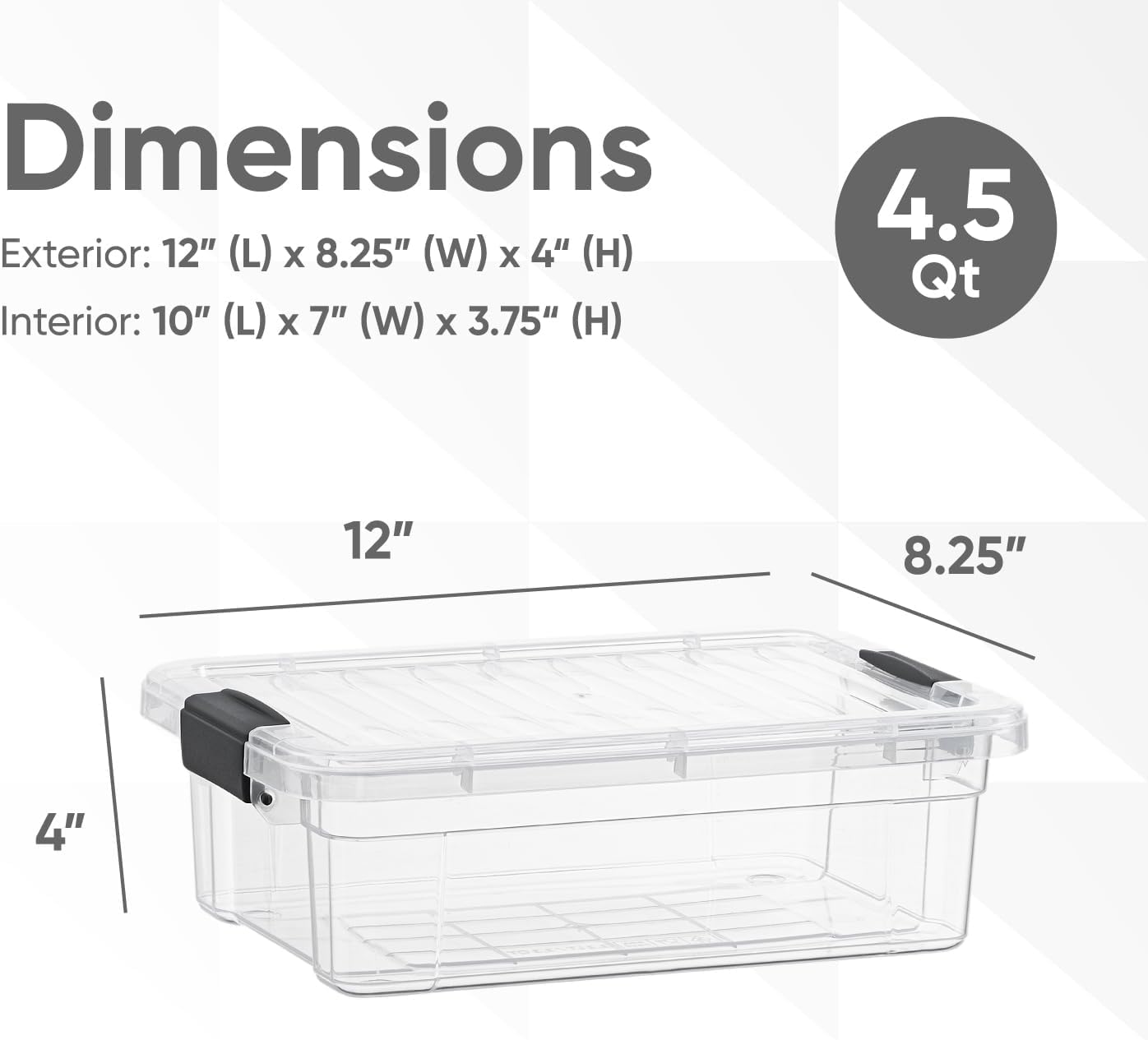 Superio Storage Bins with Lids- 8 Pack, 4.5 Qt Clear Boxes for Organizing, Stackable Plastic Containers- BPA Free, Non-Toxic, Odor Free, Organizer for Home, Office, Dorm