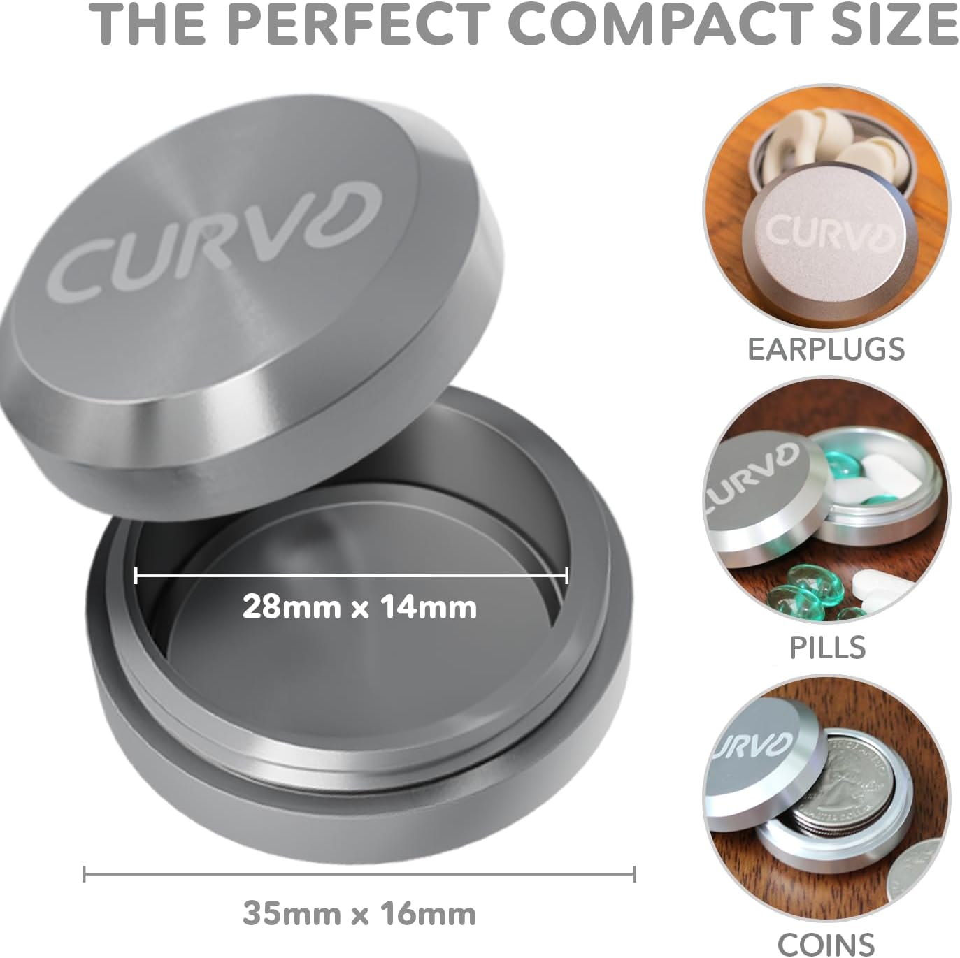 CURVD Premium Carrying Case – Durable Travel Keychain Container, Medicine Pill Organizer & Travel Pill Box, Small Waterproof Holder for Pills, Earplugs, Jewelry, Compatible with Loop, Vibes & Eargasm