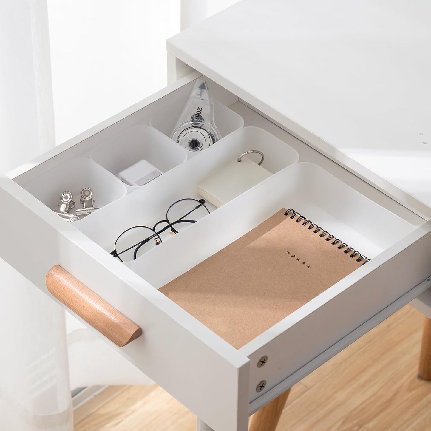 Poeland 10 Pcs Drawer Organizer Tray Storage Box for Bedroom Dresser Bathroom Kitchen, Frosted