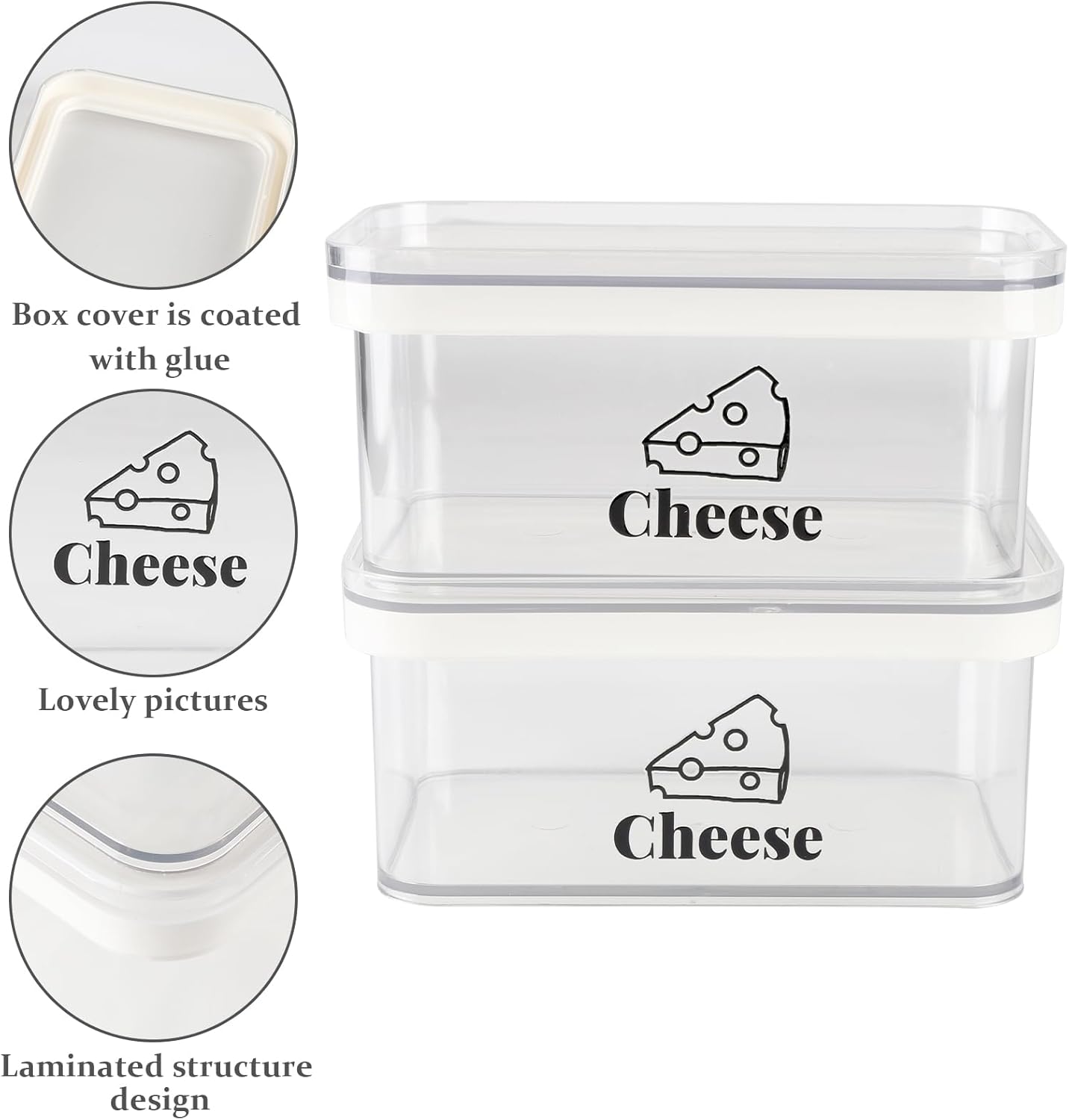 Cheese Container for Refrigerator 2 Pack,Shredded Cheese Storage Container With Lid,Bpa-Free Deli Meat Storage Containers,Cream Cheeses,Fridge Organizers and Storage for Slice Cheeses Holder