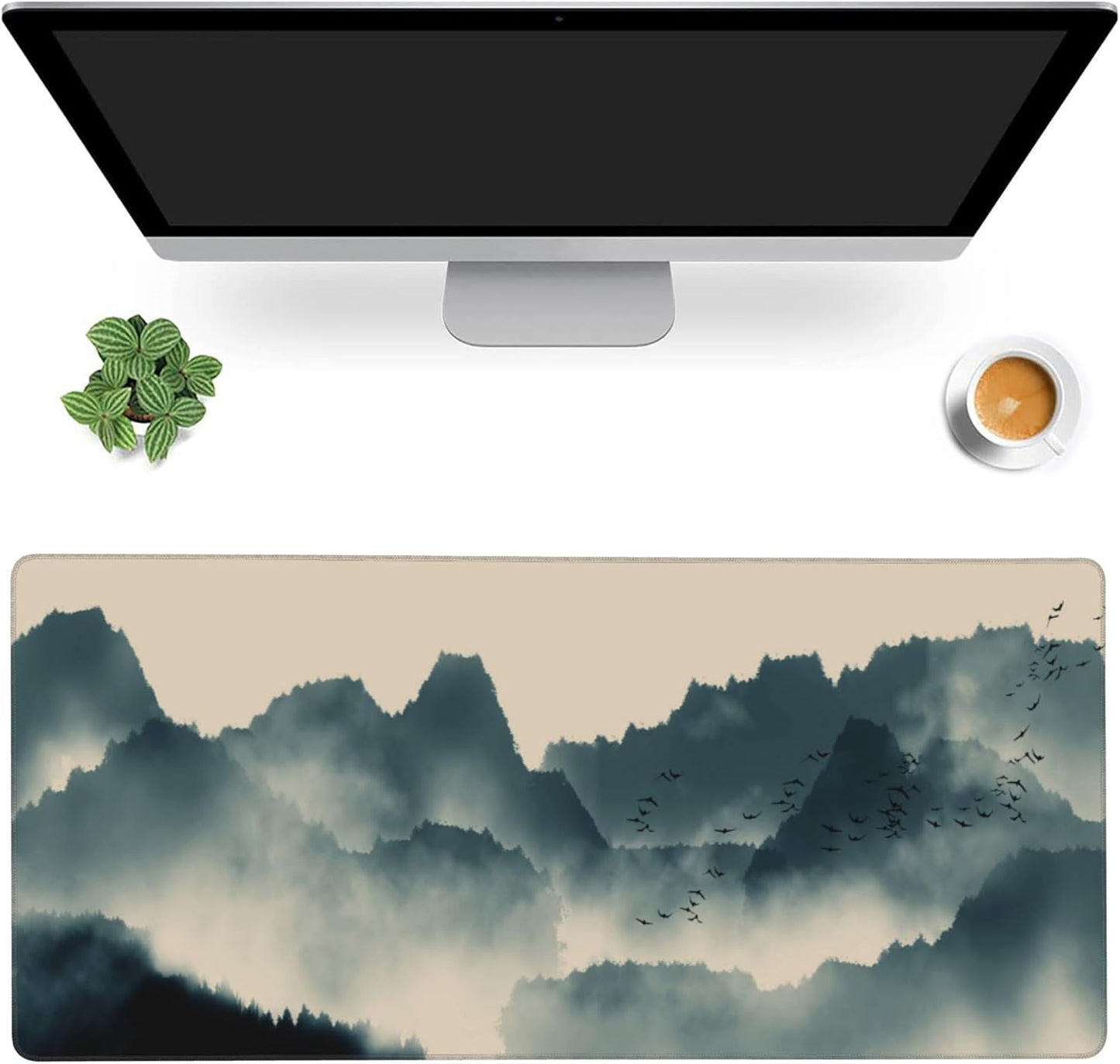 Gaming Mouse Mat Ink and Water Landscape Painting Large Mouse Pad Extended Mouse Pad Desk Mat Non-Slip Rubber Base Mice Pad Desk Pad for Office Game Home 35.4x15.75 in