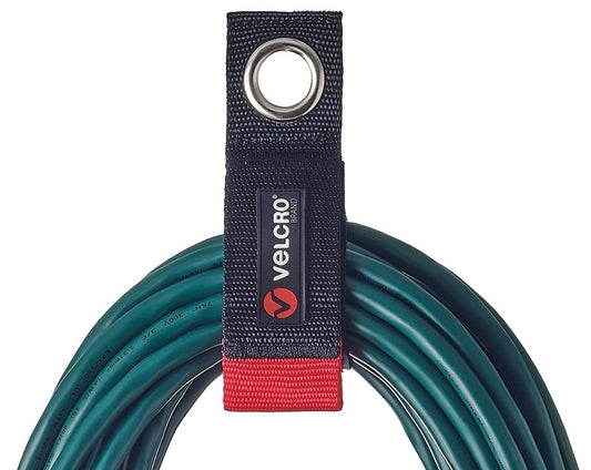 Velcro Brand Extension Cord Organizer Holder. Heavy Duty Straps for Garage Organization and Storage. Rust Resistant Grommet Hangs Easily on Wall 2pk,Small 10-inch,60bs Weight Rating,Black