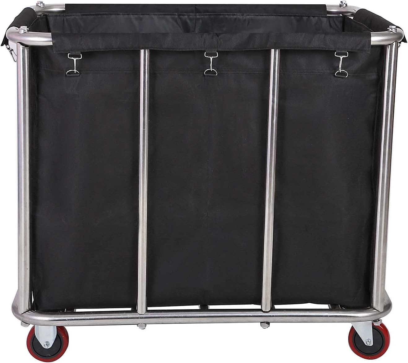 Large Laundry Cart with Wheels,Commercial Stainless Steel Heavy Duty Service Cart Laundry Hamper for Hotel/Home/School/Resort