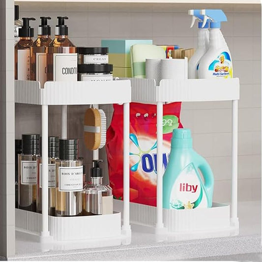 Multi-Purpose Pull-Out Storage Organizers, Under Sink & Cabinet Storage, 12.8 Inch, White (白色)