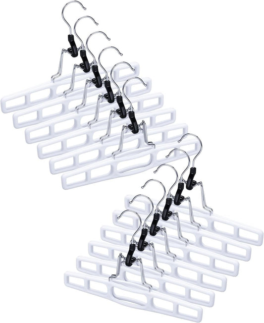 AMKUFO 20 Pack Pants-Hangers Skirt-Hangers, Plastic Pant-Hangers-for-Women Men, Pants-Hangers-Space-Saving, Clamp Hangers-for-Pants Jeans Shorts Tie Belt