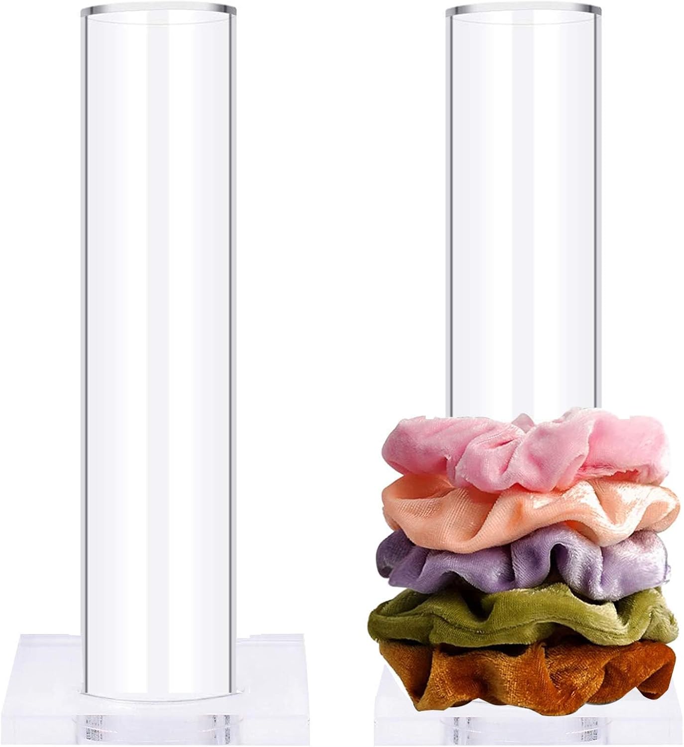 OAOLEER 2Pcs Scrunchie Holder Stand,Clear Jewelry Organizer for Teen Girl Women Gifts, The Perfect Scrunchy Display Organizer