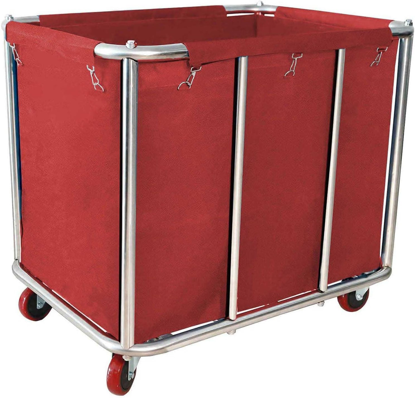 Commercial Laundry Cart With Wheels - 11.5 Bushel Heavy Duty Stainless Steel Hamper With Waterproof Lining - 260 Lbs Load Capacity