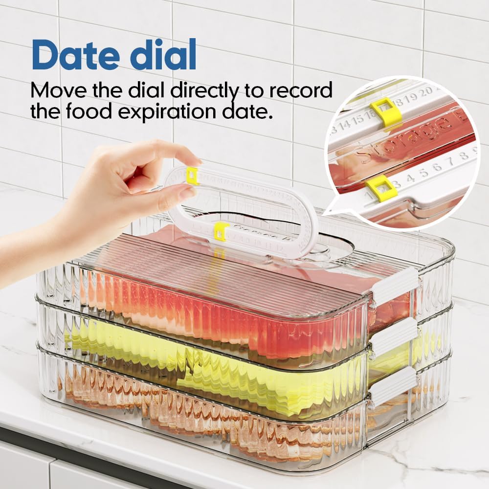 Deli Meat Container for Fridge Organizers and Storage, Lunch Meat Container for Refrigerator Organizing, Deli Containers with Lids, Bacon Cheese Container for Refrigerator