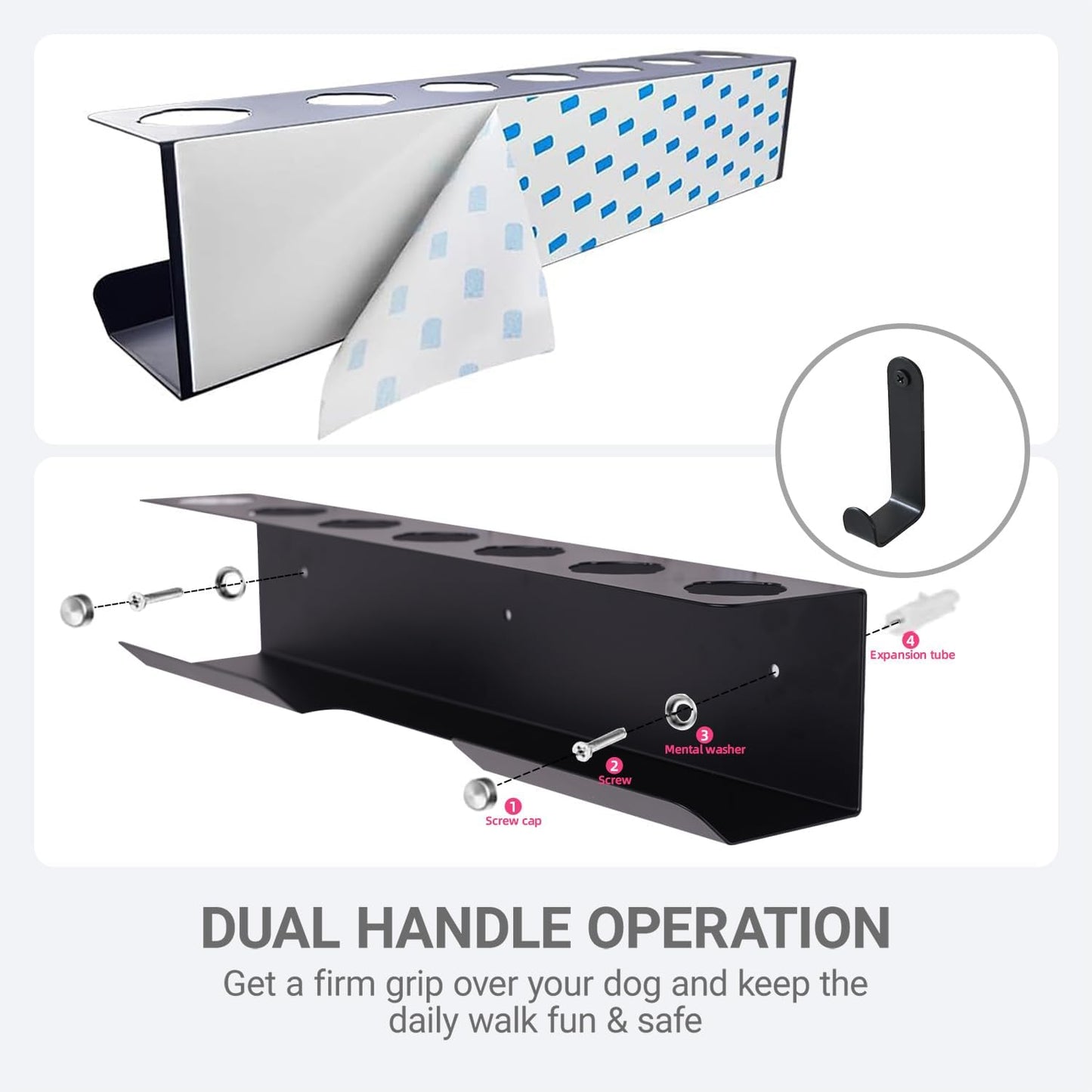 Curling Iron Holder, Flat Iron Holder Wall Mount, Stainless Steel Hair Tool Organizer Compatible with Dyson, Self-Adhesive Flat Iron Holdert for Bathroom,Black BANJEKT