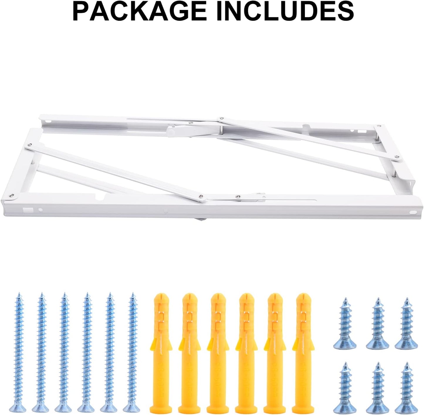 YUMORE White Folding Shelf Brackets, 20 Inch Heavy Duty L Bracket, DIY Collapsible Shelf Bracket for Workbench Folding Table Hinge, Max Load: 330lb, 2 Pack