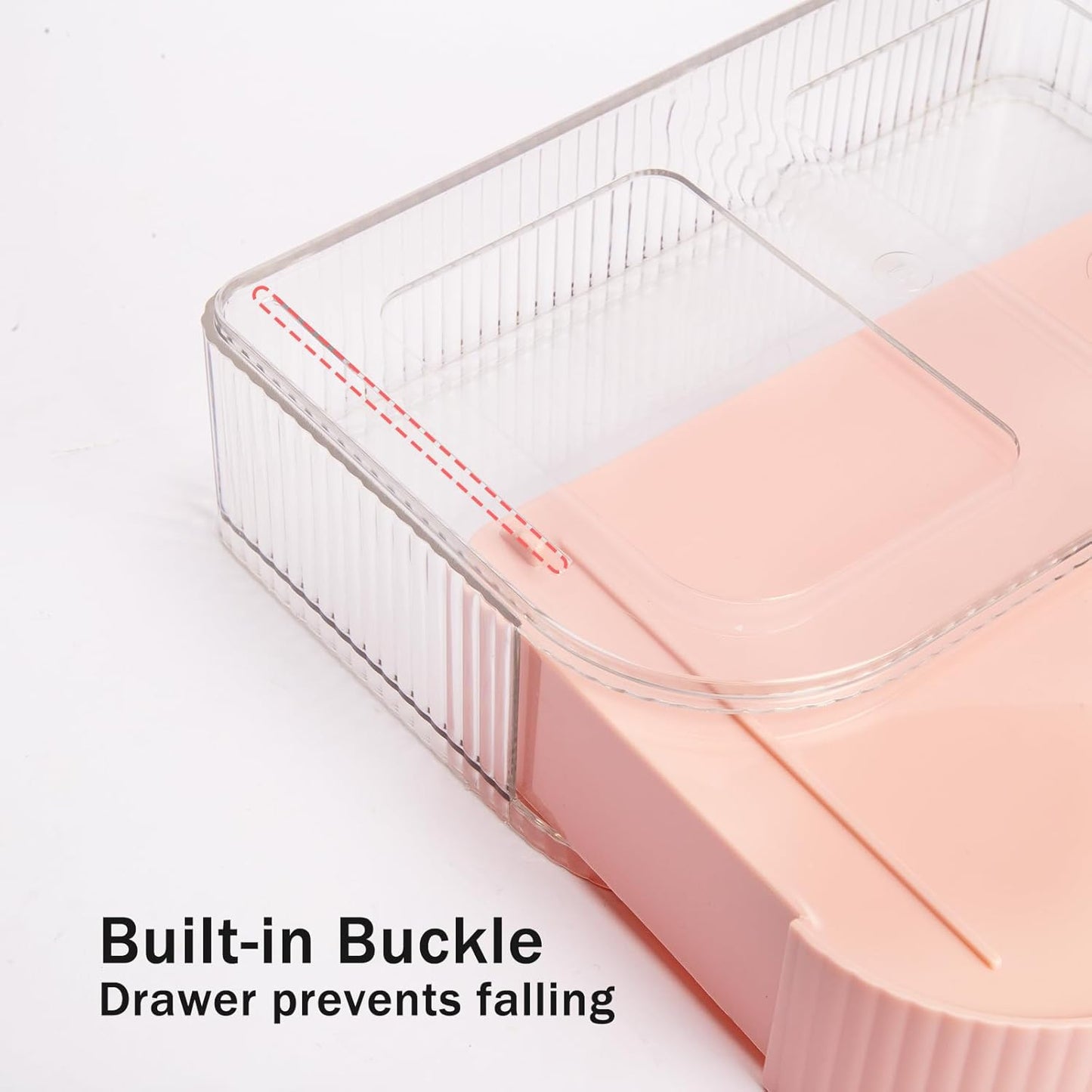 360° Rotating Makeup Organizer with Drawer, Clear Acrylic Cosmetic Storage Display, Stackable Beauty Counter (Pink, Large (Tray + 1 Drawer))