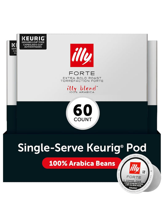 Illy Coffee K Cups - Pods For Keurig Machines – Forte Dark Roast – Toasted Bread & Dark Chocolate - Rich, Flavorful & Strong Flavor - No Preservatives – 10 Count, 6 Pack