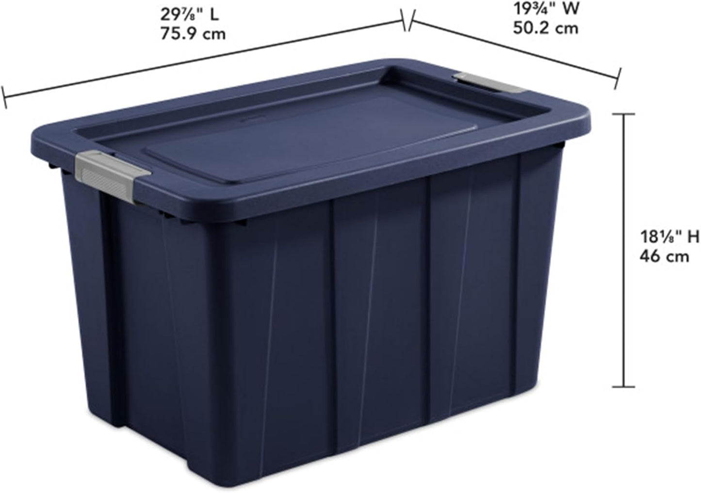Sterilite 4-Pack Storage Bins with Lids, Heavy Duty Totes, Tuff1, 30 Gallon, Dark Indigo