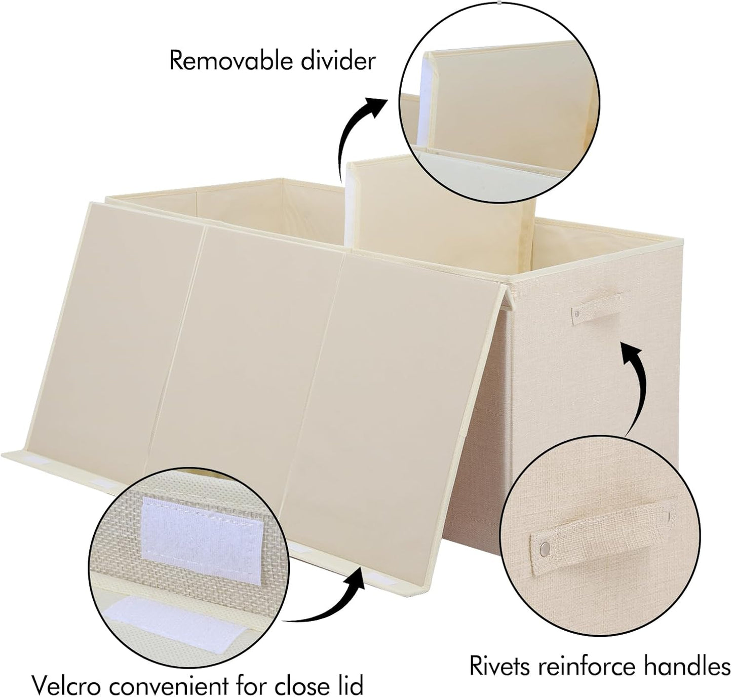 Extra Large Toy Box 167L, Sturdy Toy Storage Chest Organizer Bin Baskets with 2 Removable Divider for Boys, Girls, Kids, Nursery, Bedroom, Playroom, 35.5"x17" x17" (Linen Beige)