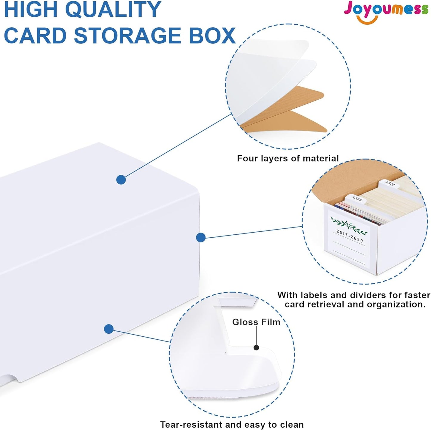 Trading Card Storage Box with Dividers, Cardboard Cards Organizer Box for Baseball, Sports, Game, Playing Card Collection, pack of 6, White&Brown