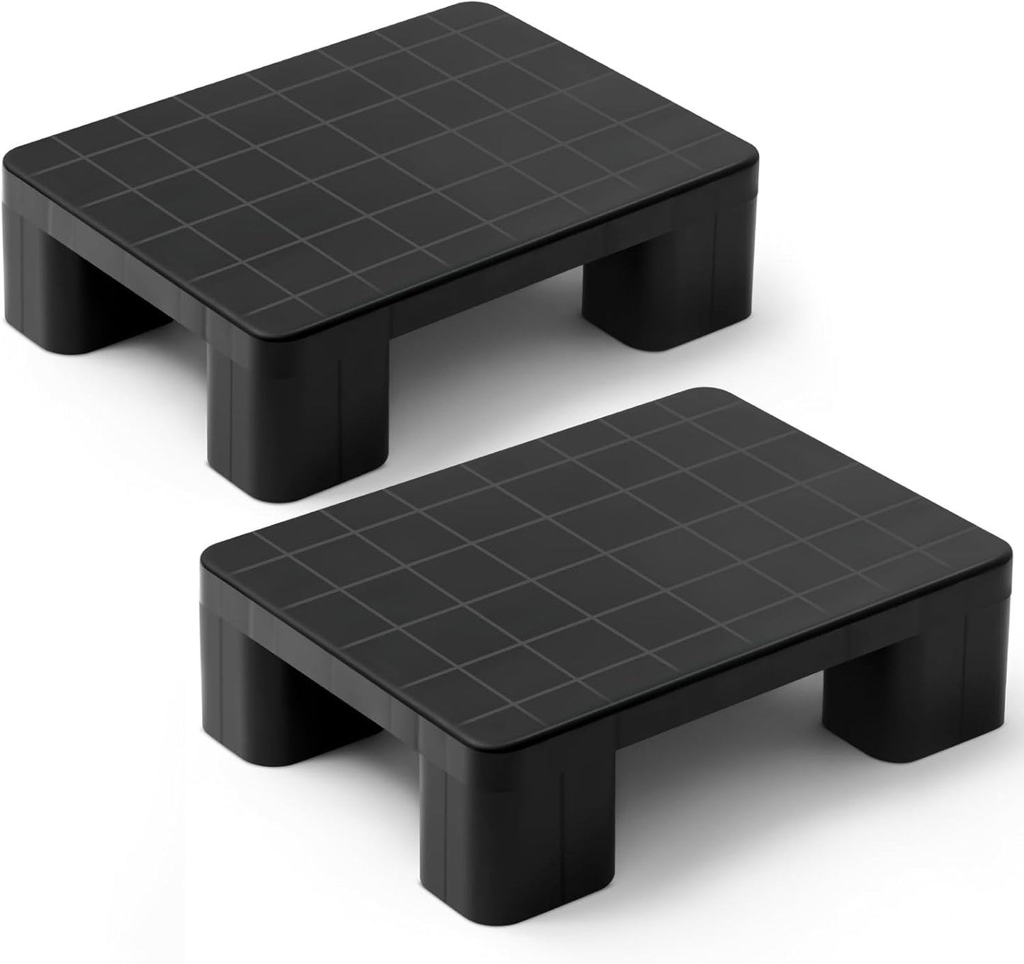 2 Pcs Plastic Pallet for Basement Storage Easy Stack Lightweight Floor Pallet Display Flooring Room Supermarket Christmas, Support up to 2000 Lbs (15.7'' L X 12'' W X 4.7'' H,Black)