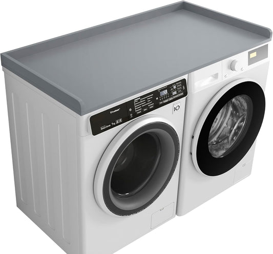 Kaboon Washer Dryer Countertop, Melamine Countertop with 2" Edge Rails - 27.5" Depth x 54" Width Laundry Room Organization, Grey