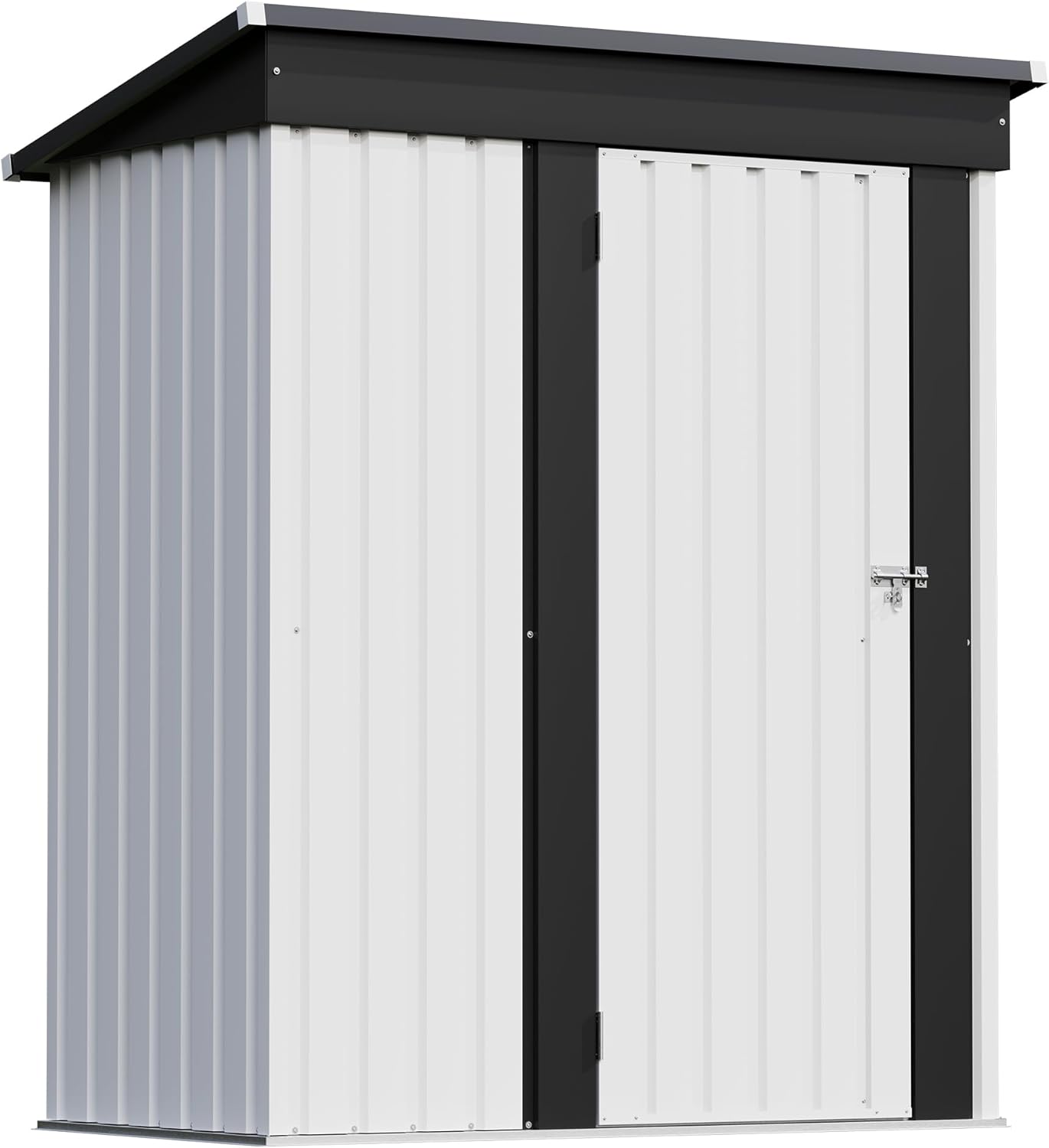 Patiowell 5x3 FT Outdoor Storage Shed, Garden Tool Shed with Sloping Roof and Lockable Door, Metal Shed for Backyard Garden Patio Lawn, White
