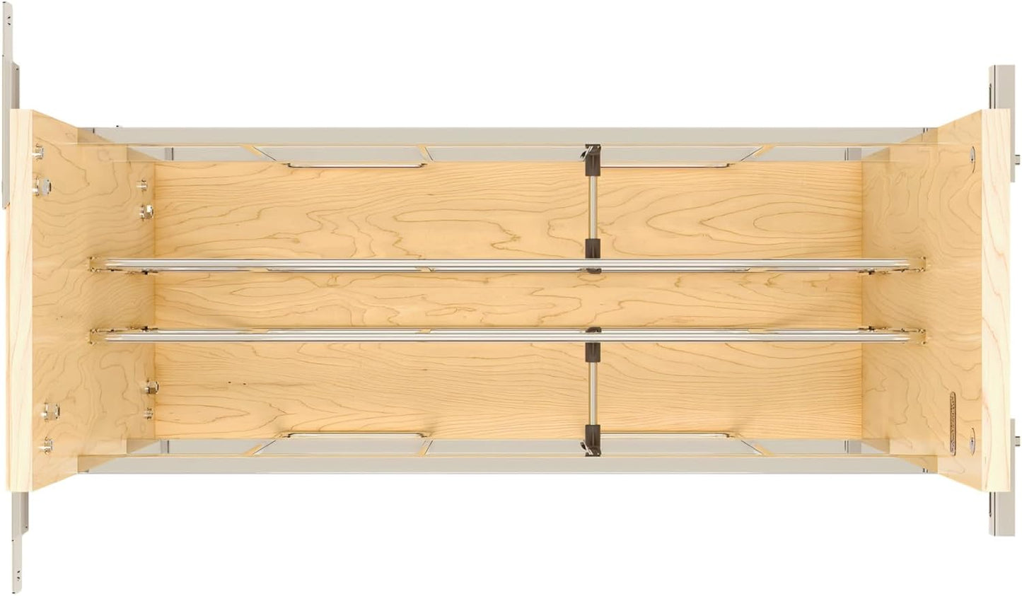 Rev-A-Shelf 8" Wooden Pullout Shelf Bakeware Organizer for Base Kitchen Cabinets with Soft Close and 100 Pound Ball-Bearings, 447-BCBBSC-8C