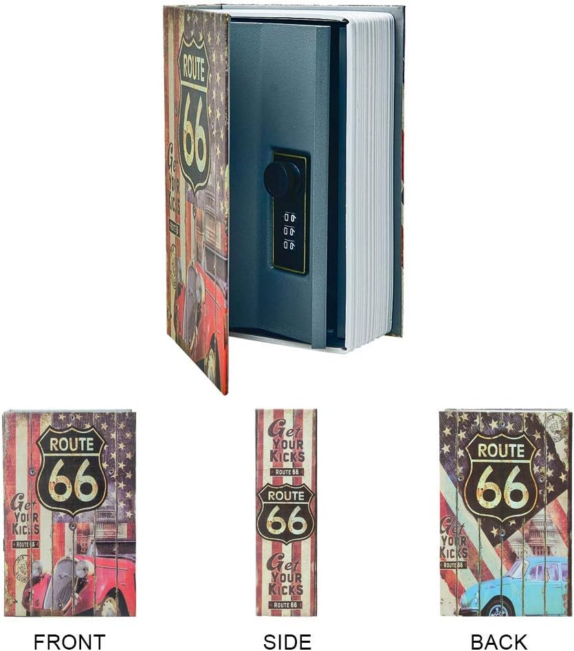 Diversion Book Safe Storage Box (9.5"×6"×2.2"), Dictionary Secret Safe Can with Security Combination Lock, Diversion Book Hidden Safe (66 Route,Combination)