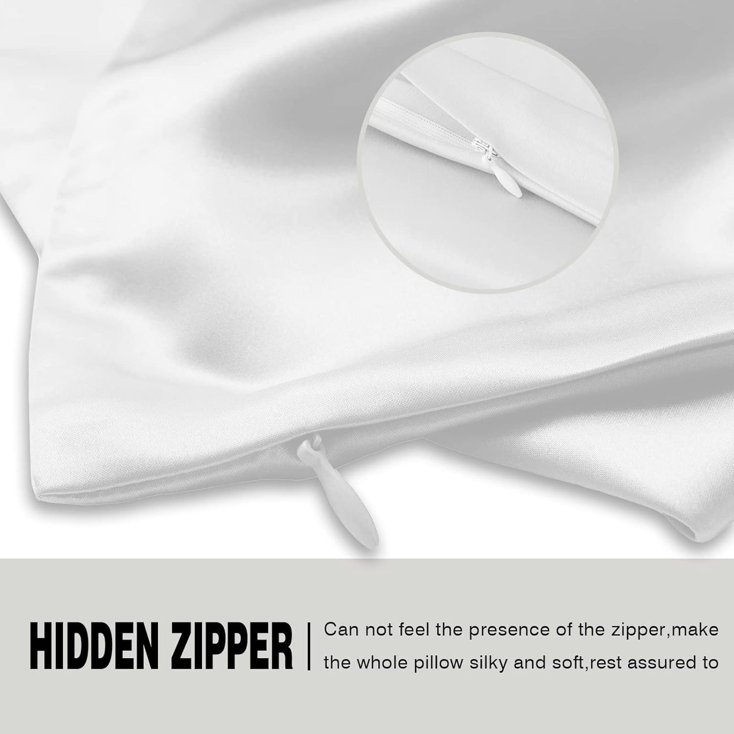 Silk Body Pillowcase Mulberry Silk Pillow Cases with Zipper Soft Breathable Smooth Cooling 20x54 inches Pillowcase for Sleep (White,20"X 54",1Pcs)
