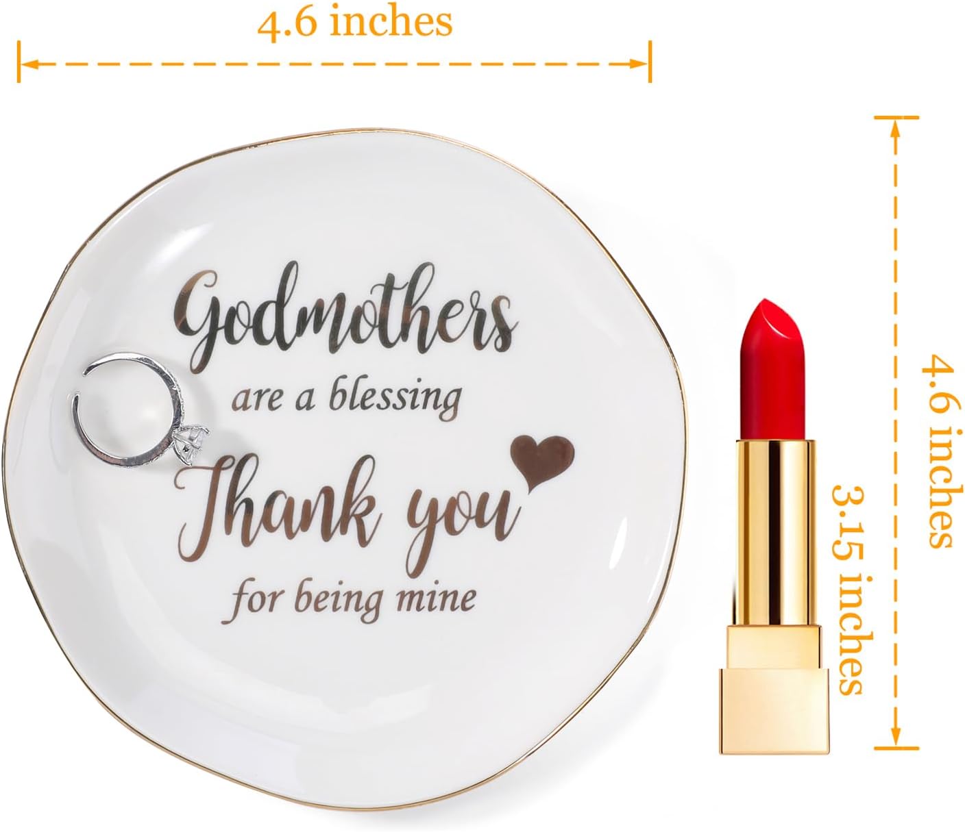 HOME SMILE Christmas Mother Day Birthday Gifts for Godmother Ring Dish Jewelry Tray-Godmother Gifts from Godchild-Godmothers Are Blessing,Thank You for Being Mine