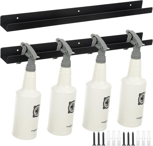 2 Pcs Spray Bottle Holder Wall Mounted Spray Bottle Storage Rack with Hardware Hanger Organizer,Holds up to 12 Sprayers (16 Oz) for Mobile Garage Home Organizer