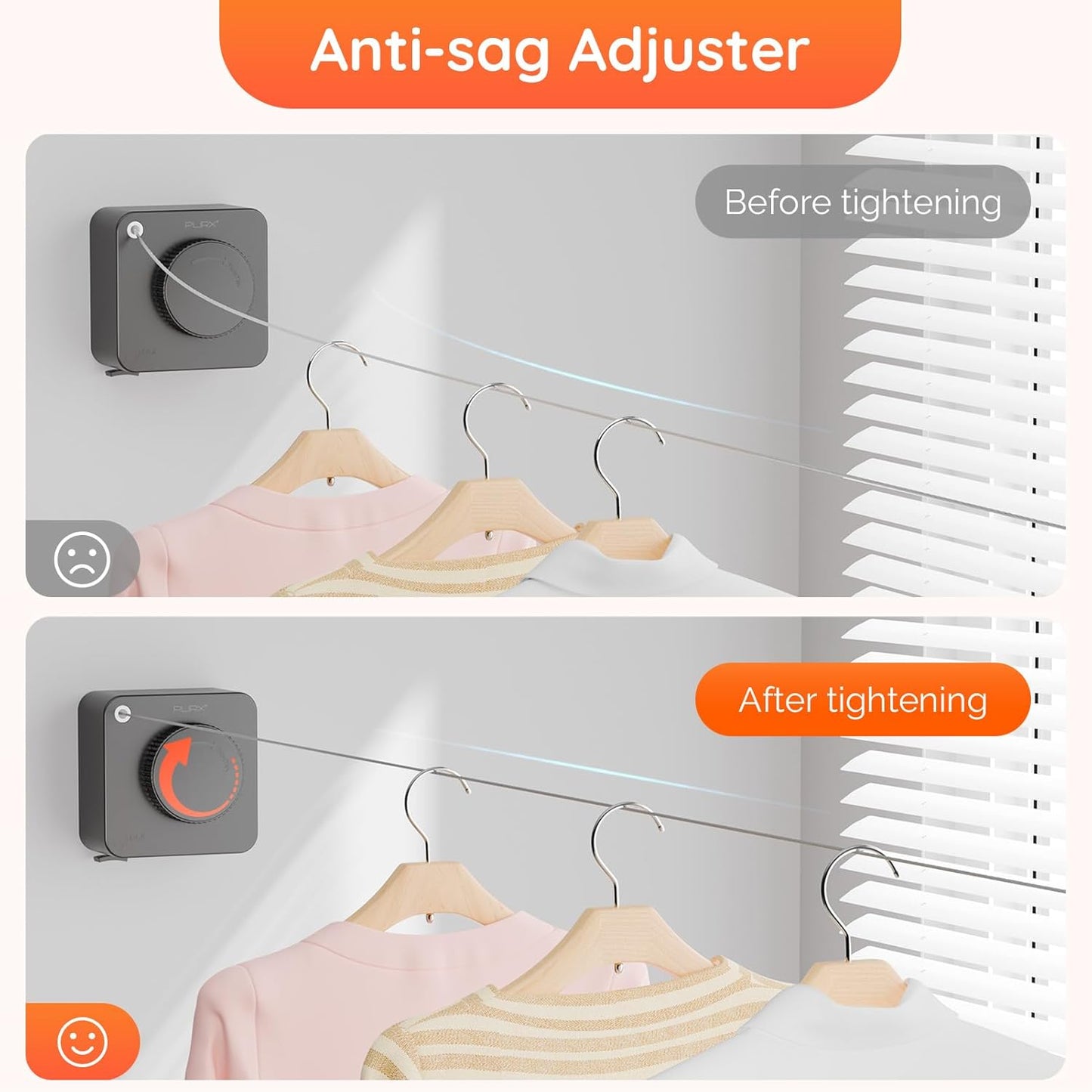 Retractable Clothesline Indoor, Non-Sagging Outdoors Clothesline Retracting, Heavy Duty Retractable Clothes Drying Laundry Line, Wall Mounted Stainless Steel Line - 13.8 Ft (Gray)