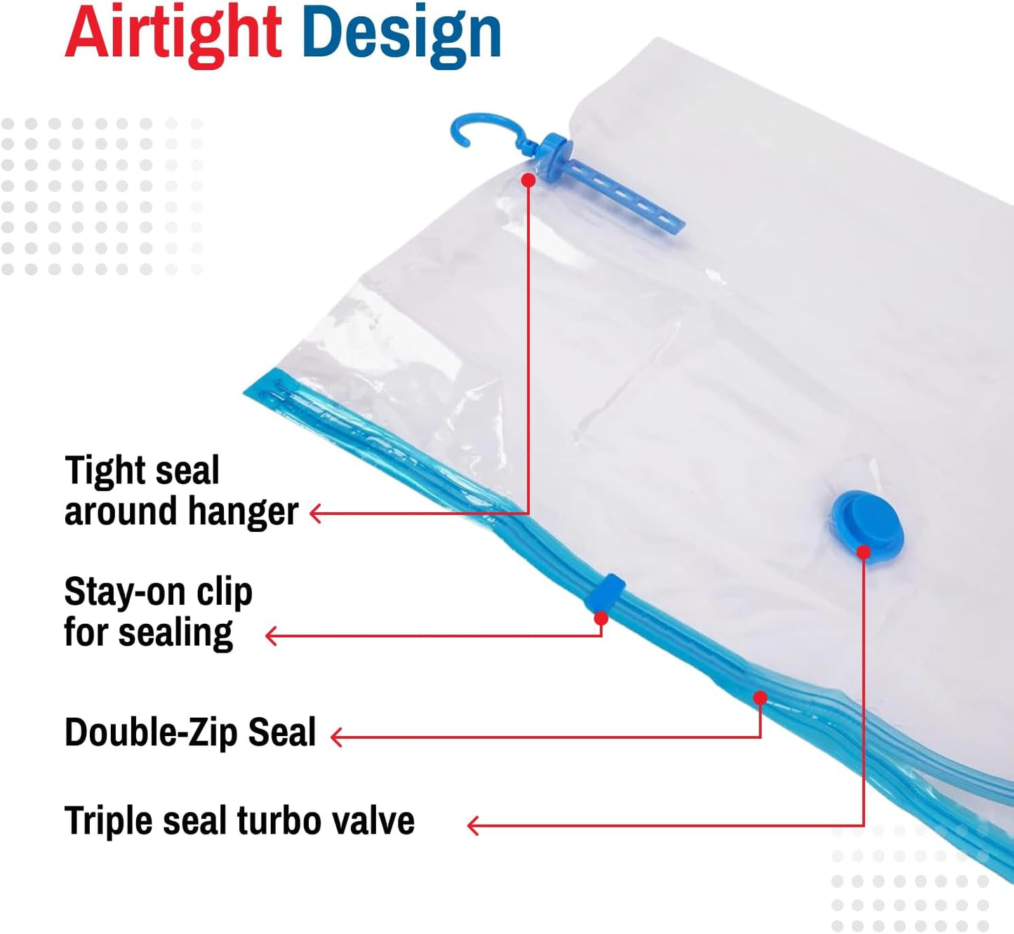 Spacesaver Hanging Vacuum Storage Bags (Pack of 4) - Vacuum Sealer Bags, Closet Organizer, Sealed Storage, Space Bag - Blanket, Bedding, Garment, Clothing, Dress, Suit, Long Coat, Jacket